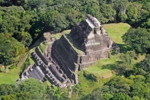 arial view of the maya ruins in guatemala